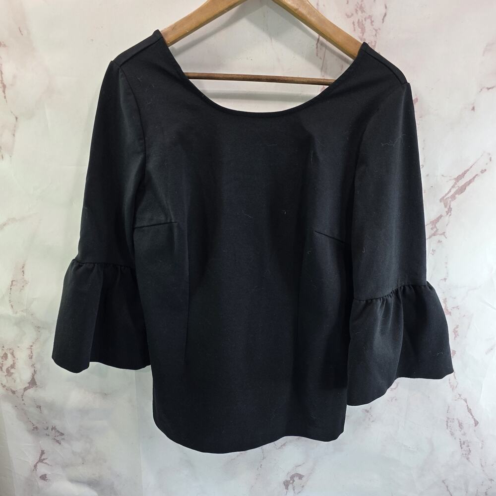 Boden Shirt Womens 10 Medium UK 14 Black Betty Ponte Bell Flared Sleeve Office